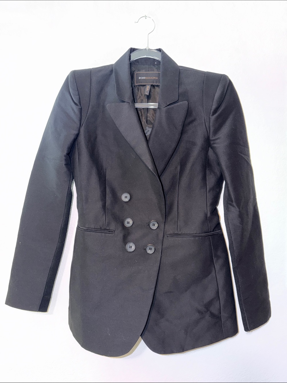 BCBGMaxAzria Black Double-Breasted Tailored Blazer